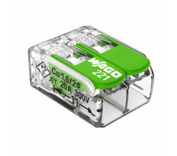 Клема WAGO 221-422 Green Range прозора на 2 проводи з важелями 0,2-4 мм² шт./уп.
