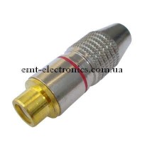 Гніздо RCA, silver-gold, діам.- 6,5мм, червоний