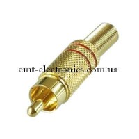 Штекер RCA з пружиною діам.-6,5мм., червоний