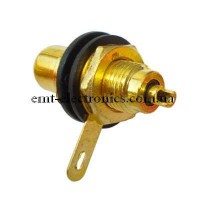 Гніздо RCA монтажне, gold, чорне