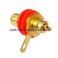 Гніздо RCA монтажне, gold, червоне