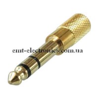 Перехідник (штекер 6,3 стерео - гніздо 3,5 стерео), gold