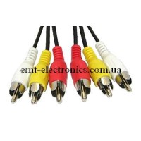 Шнур з'єднувальний 3RCA-3RCA, 1,8м