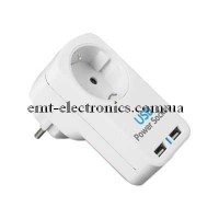 Перехідник мережевий Євро вилка / розетка + 2USB